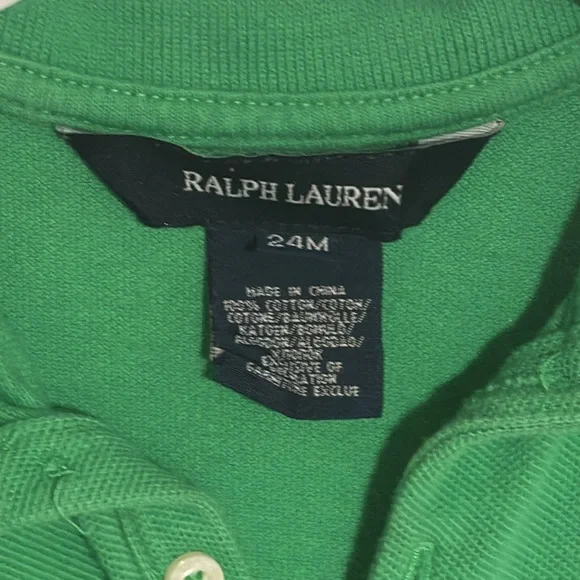 Preloved Ralph Lauren Girls Green Polo Dress Size 24M - Picture 3 of 8